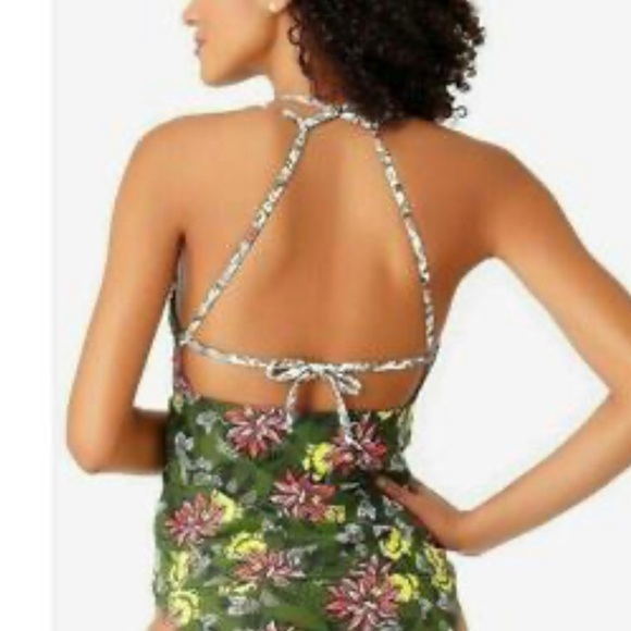 NWT Anne Cole Small Tankini Top Happy Strappy Plunging Lace Up V Neck - Picture 1 of 13